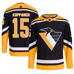 Joona Koppanen Men's Adidas Pittsburgh Penguins Authentic Black Reverse Retro 2.0 Jersey