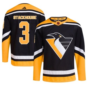 Ron Stackhouse Men's Adidas Pittsburgh Penguins Authentic Black Reverse Retro 2.0 Jersey
