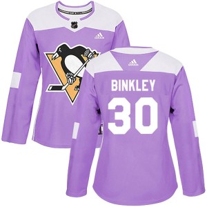 Les Binkley Women's Adidas Pittsburgh Penguins Authentic Purple Fights Cancer Practice Jersey