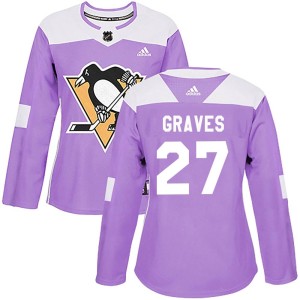 Ryan Graves Women's Adidas Pittsburgh Penguins Authentic Purple Fights Cancer Practice Jersey
