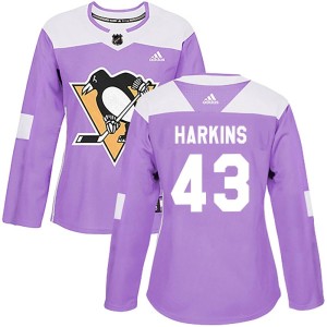 Jansen Harkins Women's Adidas Pittsburgh Penguins Authentic Purple Fights Cancer Practice Jersey