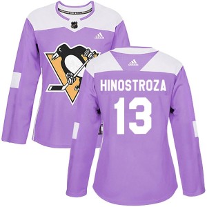 Vinnie Hinostroza Women's Adidas Pittsburgh Penguins Authentic Purple Fights Cancer Practice Jersey