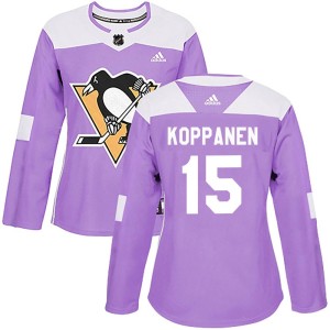 Joona Koppanen Women's Adidas Pittsburgh Penguins Authentic Purple Fights Cancer Practice Jersey