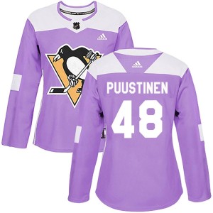 Valtteri Puustinen Women's Adidas Pittsburgh Penguins Authentic Purple Fights Cancer Practice Jersey