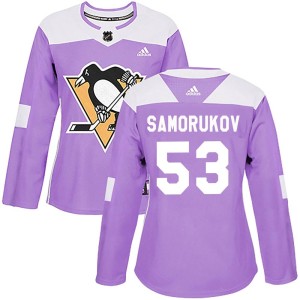 Dmitri Samorukov Women's Adidas Pittsburgh Penguins Authentic Purple Fights Cancer Practice Jersey