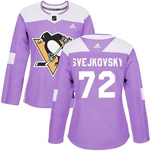 Lukas Svejkovsky Women's Adidas Pittsburgh Penguins Authentic Purple Fights Cancer Practice Jersey