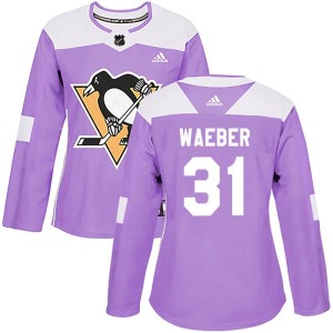 Ludovic Waeber Women's Adidas Pittsburgh Penguins Authentic Purple Fights Cancer Practice Jersey