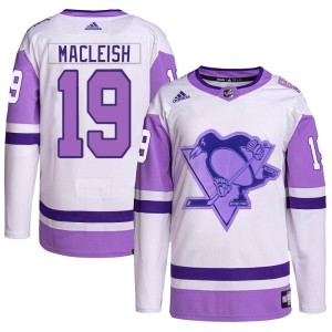 Rick Macleish Youth Adidas Pittsburgh Penguins Authentic White/Purple Hockey Fights Cancer Primegreen Jersey