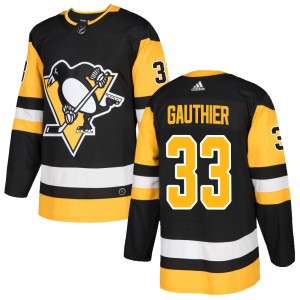 Taylor Gauthier Men's Adidas Pittsburgh Penguins Authentic Black Home Jersey