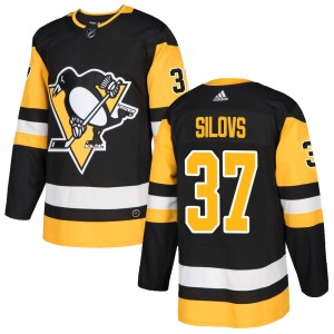 Arturs Silovs Men's Adidas Pittsburgh Penguins Authentic Black Home Jersey