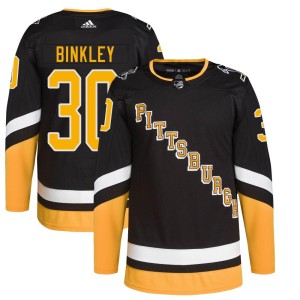Les Binkley Men's Adidas Pittsburgh Penguins Authentic Black 2021/22 Alternate Primegreen Pro Player Jersey