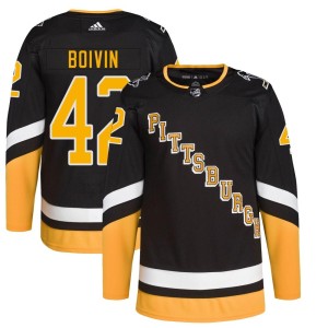 Leo Boivin Men's Adidas Pittsburgh Penguins Authentic Black 2021/22 Alternate Primegreen Pro Player Jersey