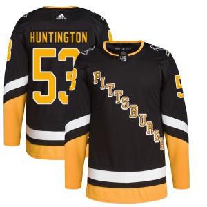 Jimmy Huntington Men's Adidas Pittsburgh Penguins Authentic Black 2021/22 Alternate Primegreen Pro Player Jersey