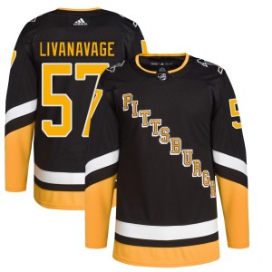 Jake Livanavage Men's Adidas Pittsburgh Penguins Authentic Black 2021/22 Alternate Primegreen Pro Player Jersey