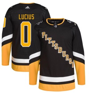 Cruz Lucius Men's Adidas Pittsburgh Penguins Authentic Black 2021/22 Alternate Primegreen Pro Player Jersey
