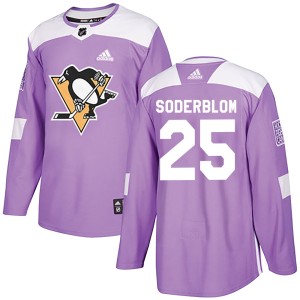 Elmer Soderblom Youth Adidas Pittsburgh Penguins Authentic Purple Fights Cancer Practice Jersey