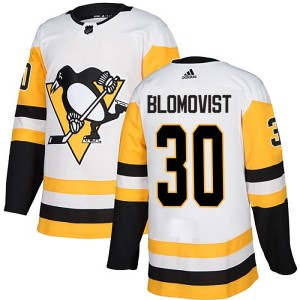 Joel Blomqvist Men's Adidas Pittsburgh Penguins Authentic White Away Jersey