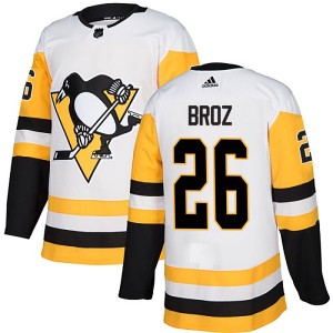 Tristan Broz Men's Adidas Pittsburgh Penguins Authentic White Away Jersey