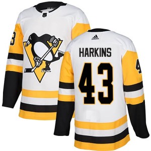Jansen Harkins Men's Adidas Pittsburgh Penguins Authentic White Away Jersey