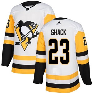 Eddie Shack Men's Adidas Pittsburgh Penguins Authentic White Away Jersey