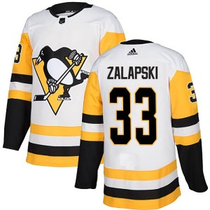Zarley Zalapski Men's Adidas Pittsburgh Penguins Authentic White Away Jersey