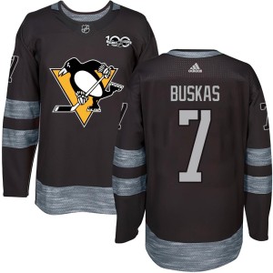 Rod Buskas Men's Pittsburgh Penguins Authentic Black 1917-2017 100th Anniversary Jersey