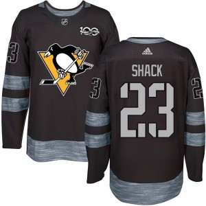 Eddie Shack Men's Pittsburgh Penguins Authentic Black 1917-2017 100th Anniversary Jersey