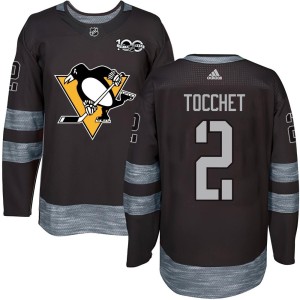 Rick Tocchet Men's Pittsburgh Penguins Authentic Black 1917-2017 100th Anniversary Jersey