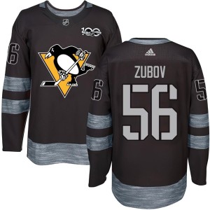 Sergei Zubov Men's Pittsburgh Penguins Authentic Black 1917-2017 100th Anniversary Jersey