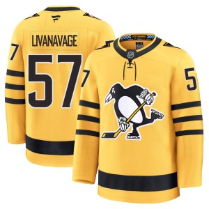 Jake Livanavage Men's Fanatics Pittsburgh Penguins Premium Gold Alternate 2025 Jersey