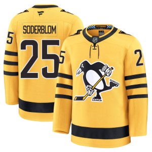 Elmer Soderblom Men's Fanatics Pittsburgh Penguins Premium Gold Alternate 2025 Jersey
