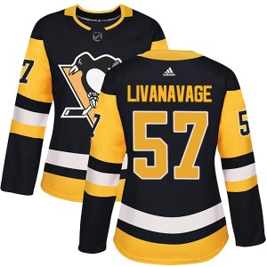 Jake Livanavage Women's Adidas Pittsburgh Penguins Authentic Black Home Jersey
