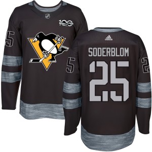 Elmer Soderblom Youth Pittsburgh Penguins Authentic Black 1917-2017 100th Anniversary Jersey